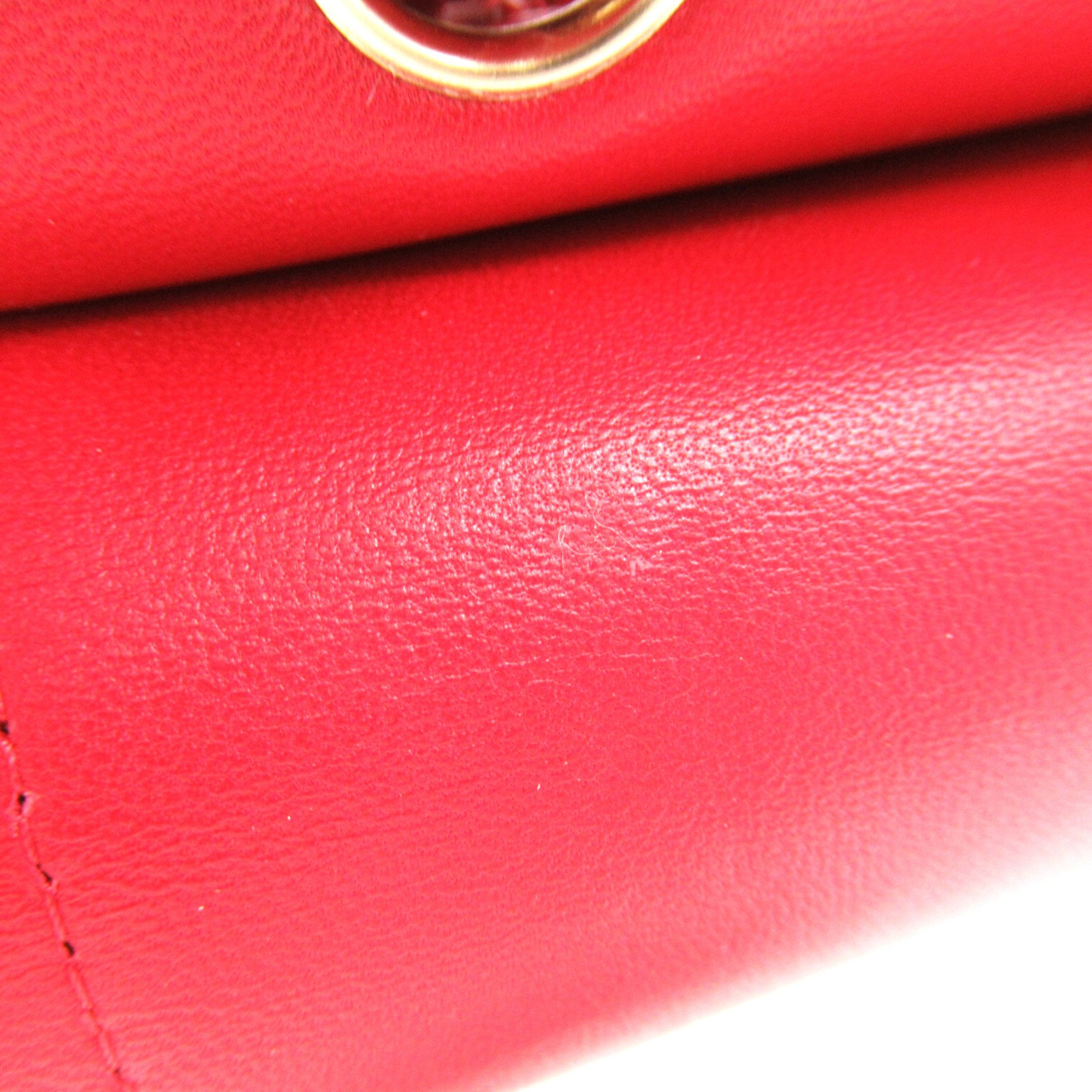 CHANEL Matelasse Double Flap ChainShoulder Red Lambskin (sheep leather)