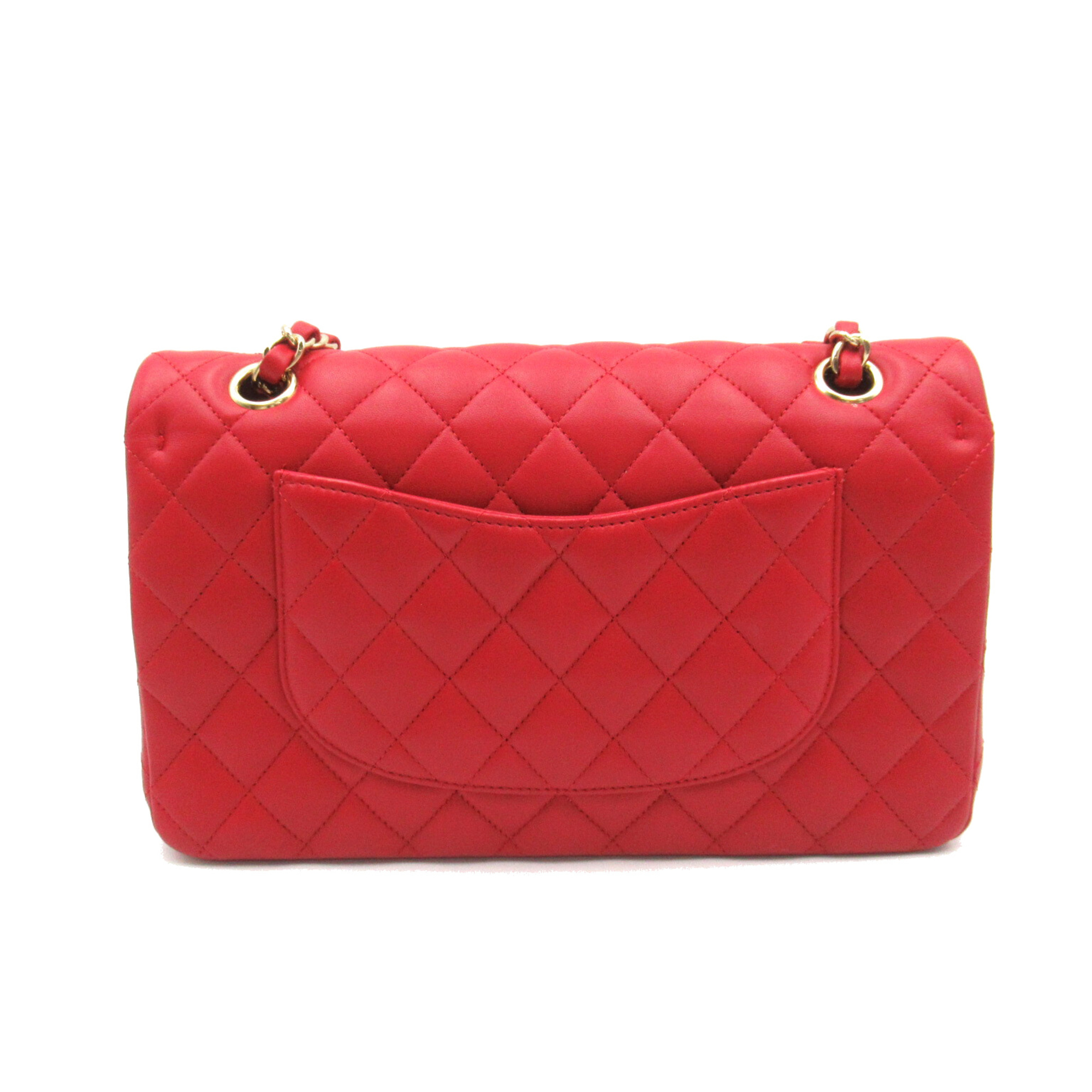 CHANEL Matelasse Double Flap ChainShoulder Red Lambskin (sheep leather)