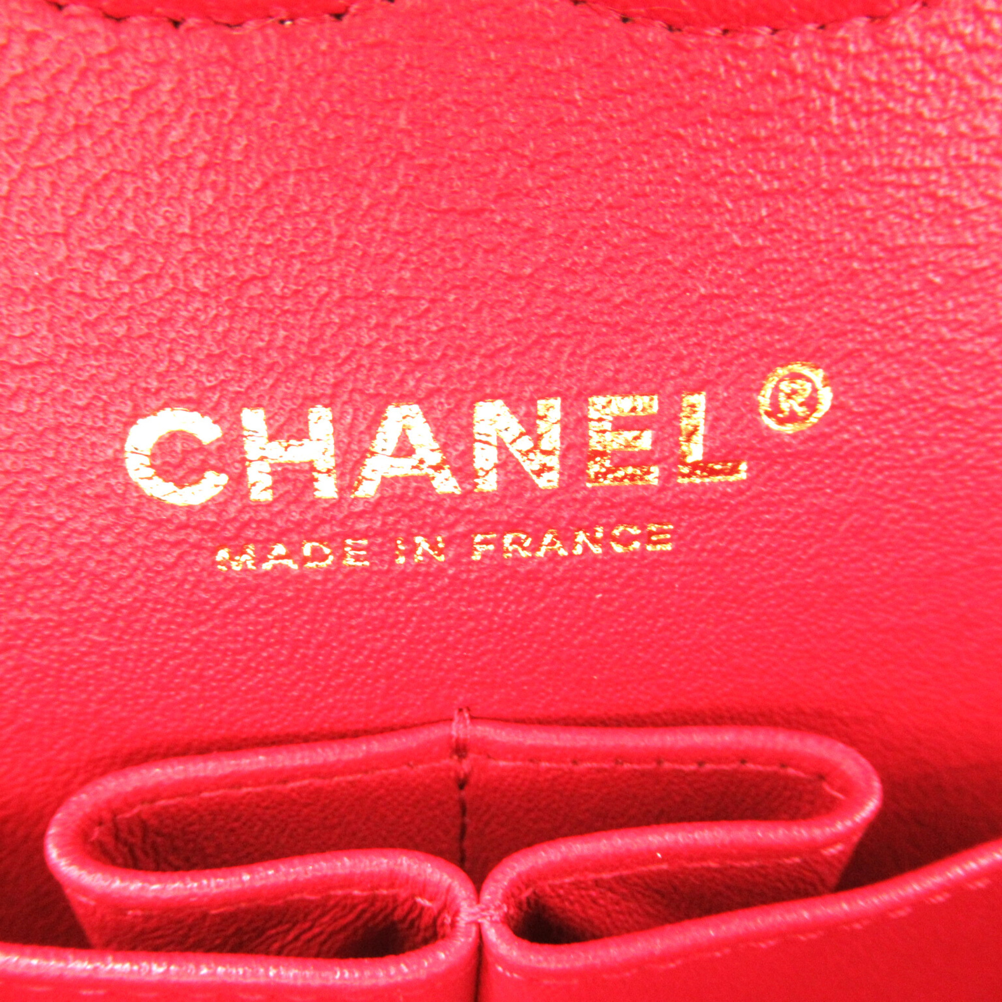 CHANEL Matelasse Double Flap ChainShoulder Red Lambskin (sheep leather)