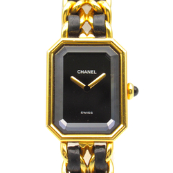 CHANEL Premiere L Wrist Watch H0001 Quartz Black Gold Plated Leather belt H0001