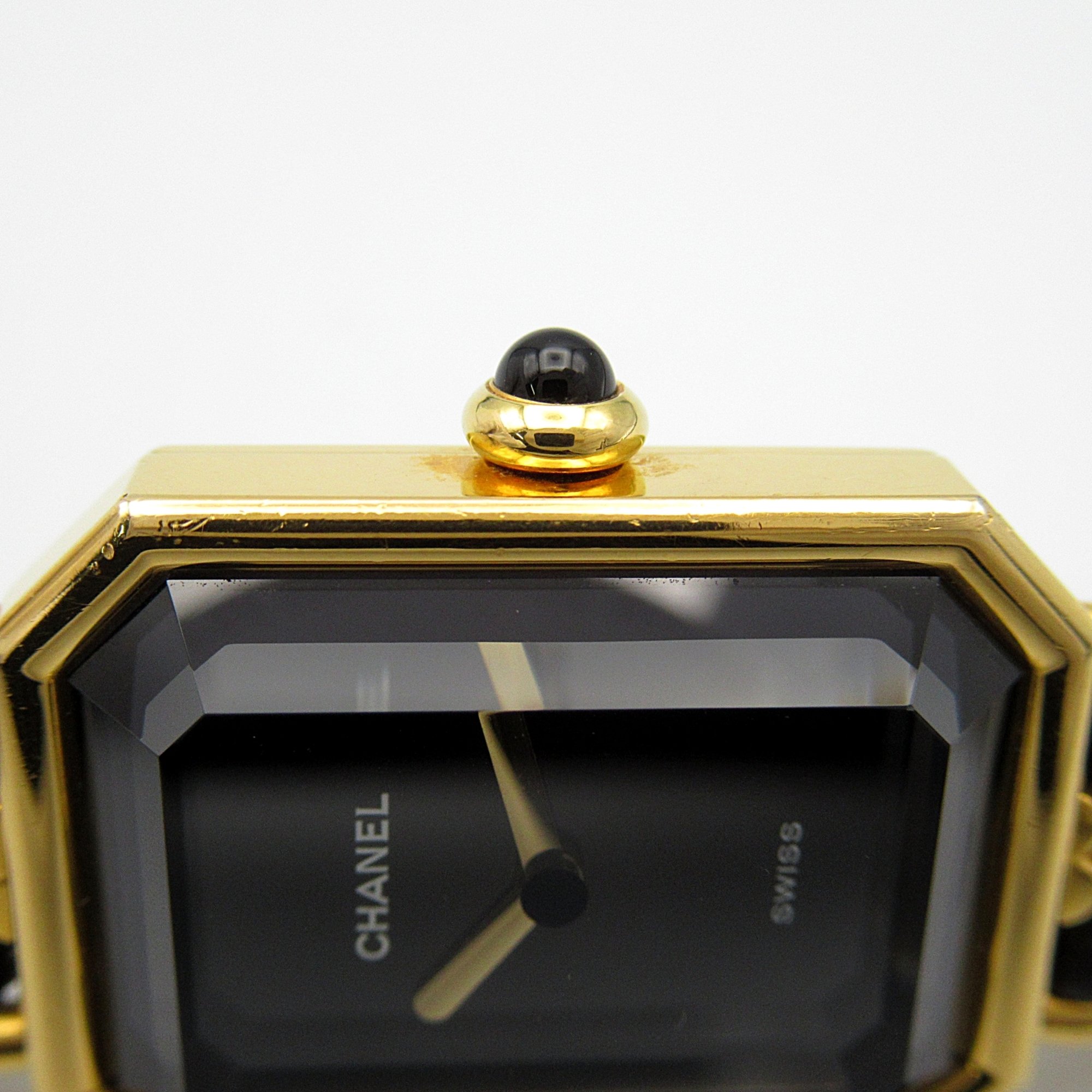 CHANEL Premiere L Wrist Watch H0001 Quartz Black Gold Plated Leather belt H0001