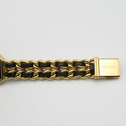 CHANEL Premiere L Wrist Watch H0001 Quartz Black Gold Plated Leather belt H0001