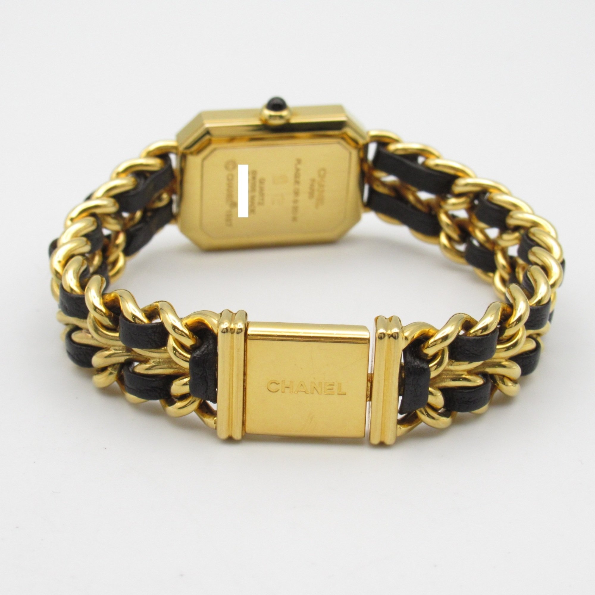 CHANEL Premiere L Wrist Watch H0001 Quartz Black Gold Plated Leather belt H0001