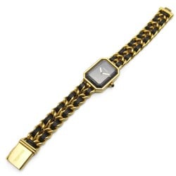 CHANEL Premiere L Wrist Watch H0001 Quartz Black Gold Plated Leather belt H0001