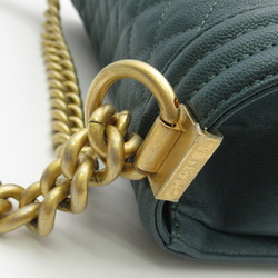 CHANEL Boy Chanel ChainShoulder Bag Green Caviar Skin (Grained Calf)