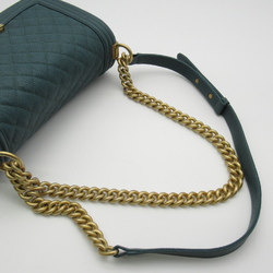 CHANEL Boy Chanel ChainShoulder Bag Green Caviar Skin (Grained Calf)