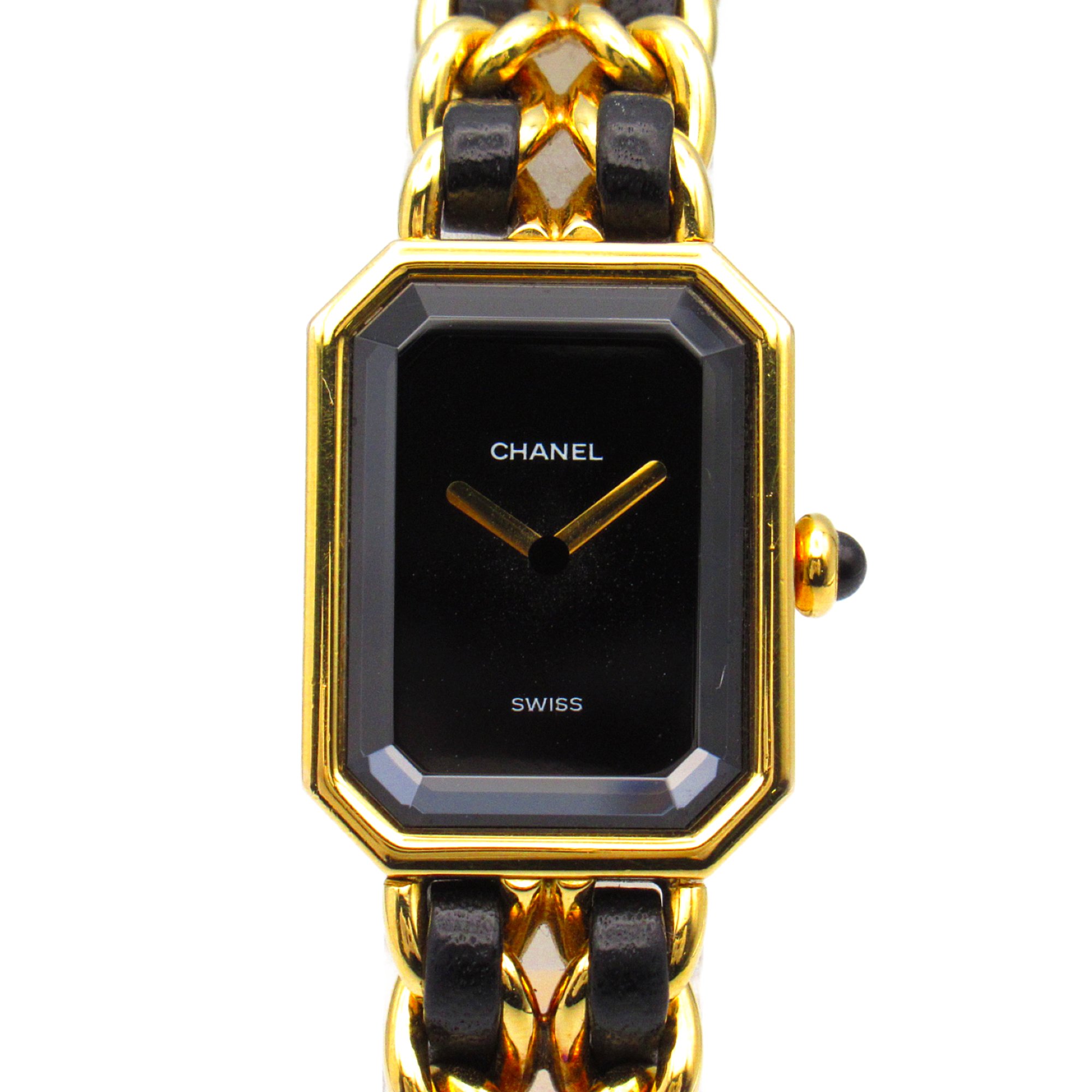 CHANEL Premiere L Wrist Watch H0001 Quartz Black Gold Plated Leather belt H0001