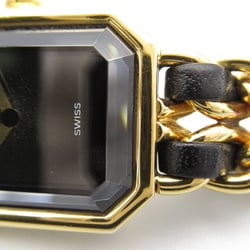 CHANEL Premiere L Wrist Watch H0001 Quartz Black Gold Plated Leather belt H0001