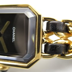 CHANEL Premiere L Wrist Watch H0001 Quartz Black Gold Plated Leather belt H0001