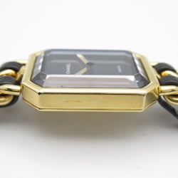 CHANEL Premiere L Wrist Watch H0001 Quartz Black Gold Plated Leather belt H0001