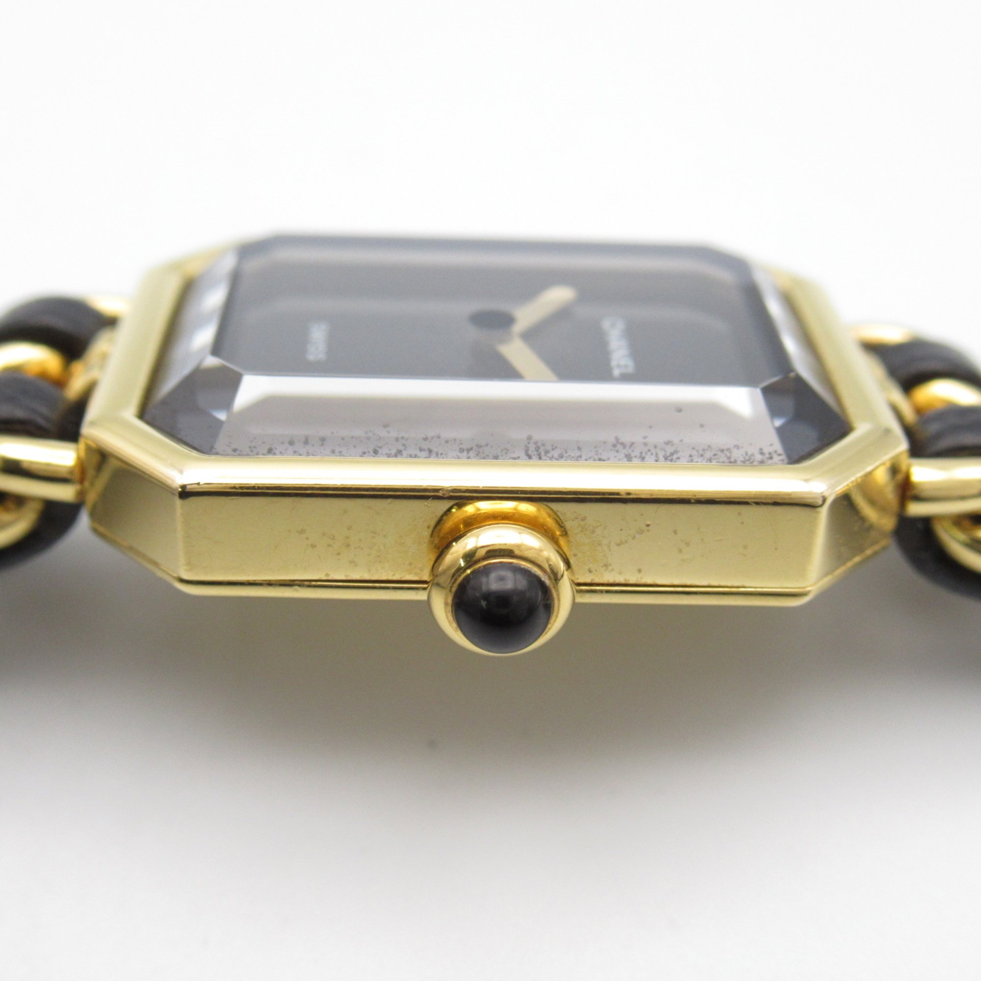 CHANEL Premiere L Wrist Watch H0001 Quartz Black Gold Plated Leather belt H0001