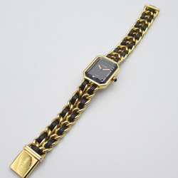 CHANEL Premiere L Wrist Watch H0001 Quartz Black Gold Plated Leather belt H0001