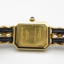 CHANEL Premiere L Wrist Watch H0001 Quartz Black Gold Plated Leather belt H0001