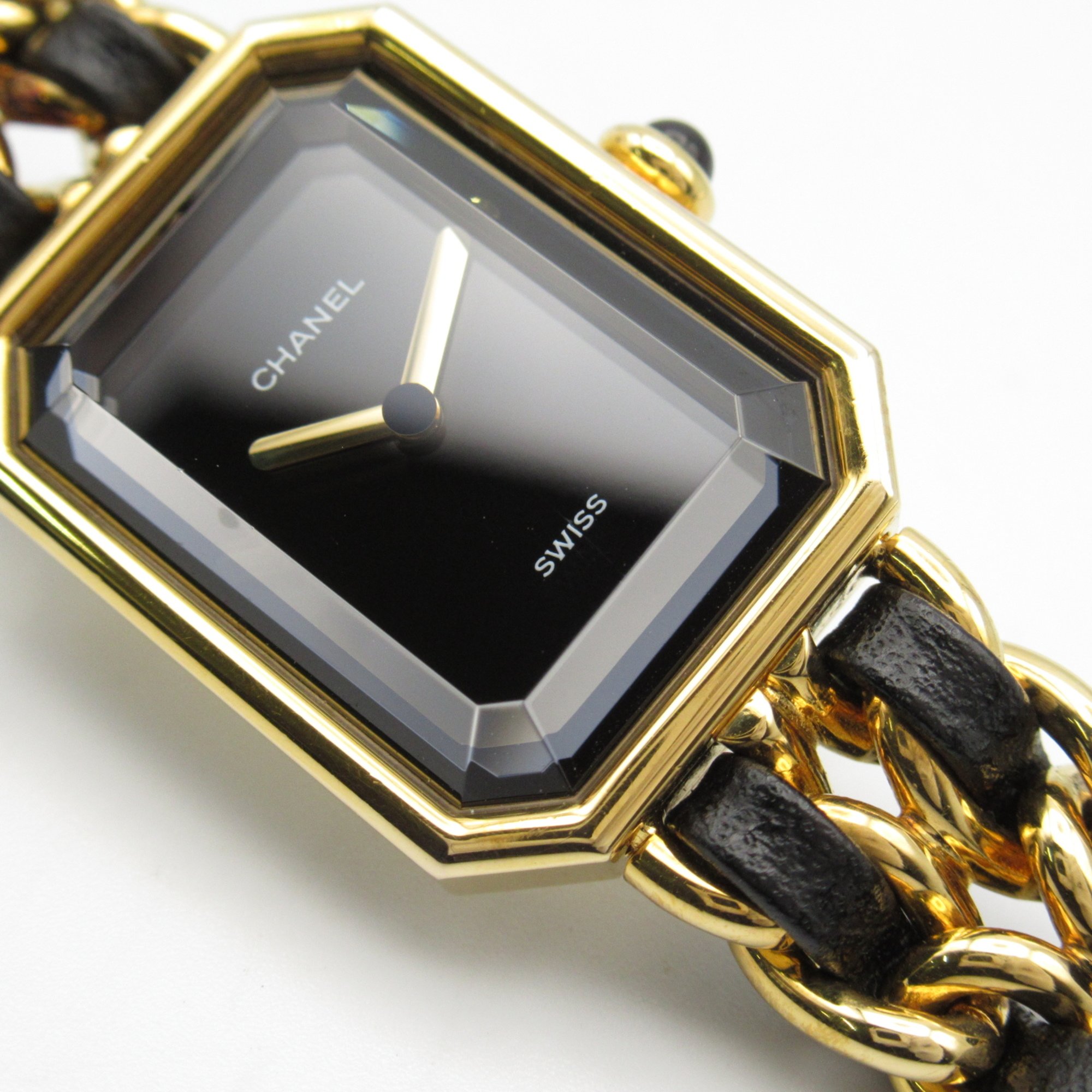 CHANEL Premiere L Wrist Watch H0001 Quartz Black Gold Plated Leather belt H0001