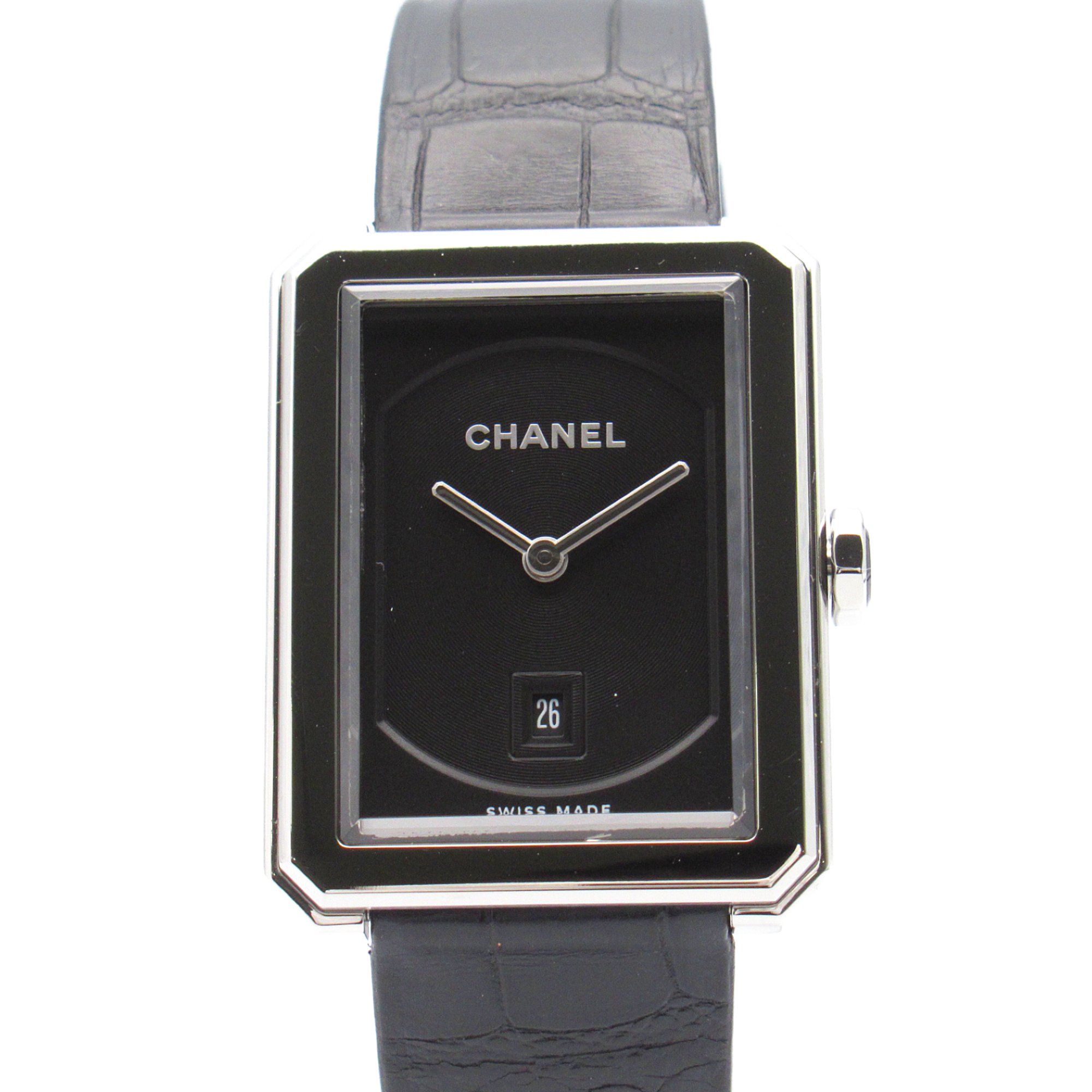 CHANEL boy friend Wrist Watch H4884 Quartz Black Stainless Steel Leather belt leather H4884