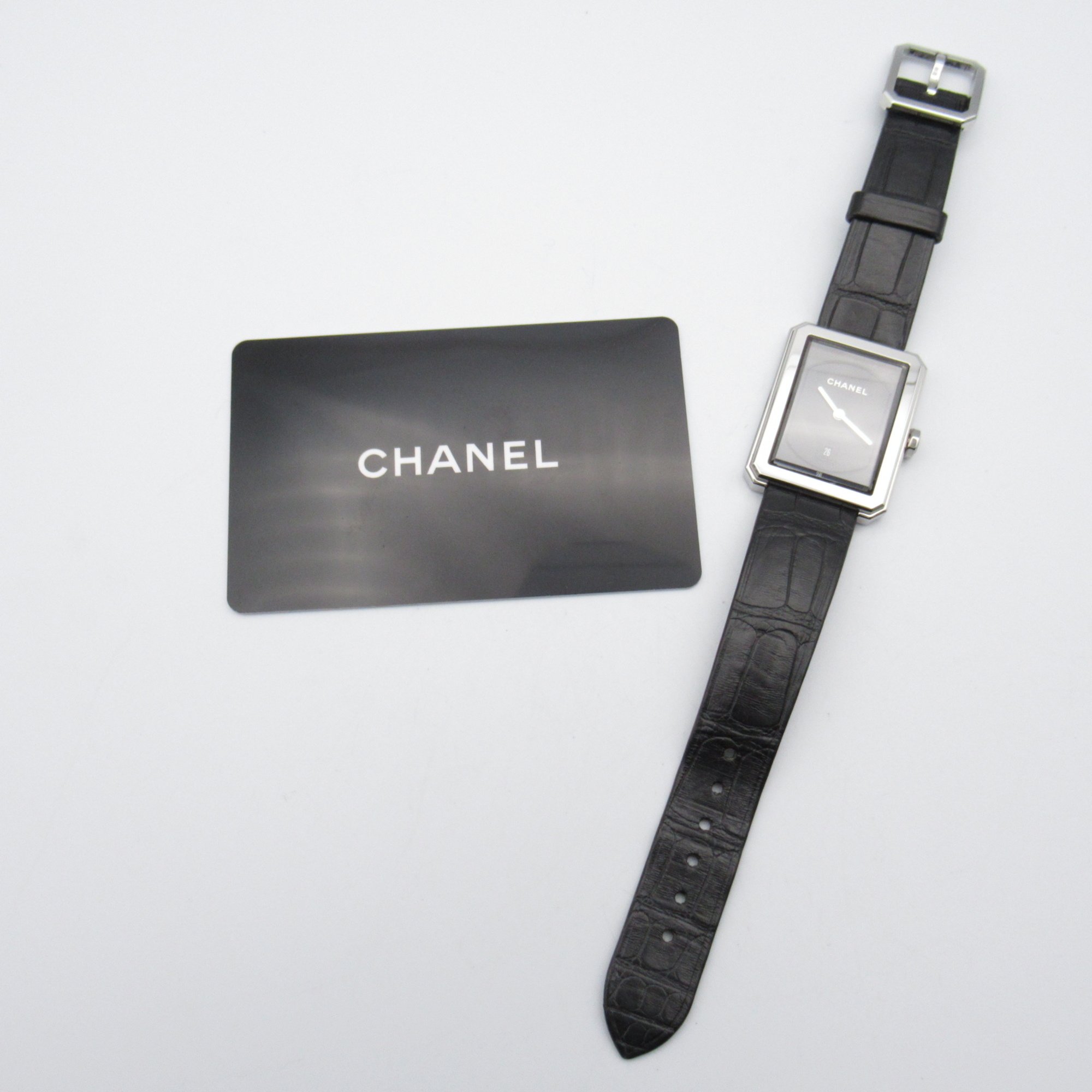 CHANEL boy friend Wrist Watch H4884 Quartz Black Stainless Steel Leather belt leather H4884