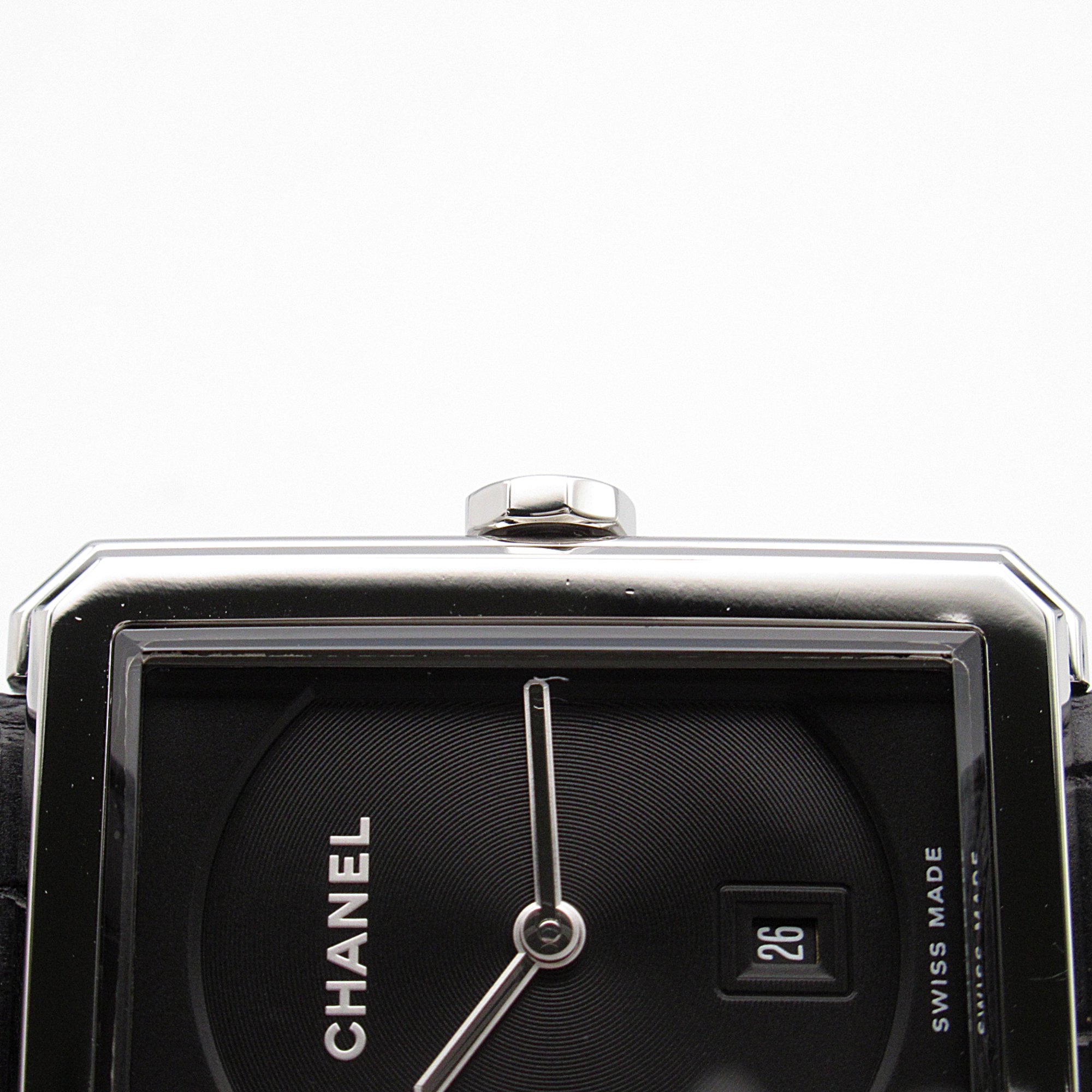 CHANEL boy friend Wrist Watch H4884 Quartz Black Stainless Steel Leather belt leather H4884