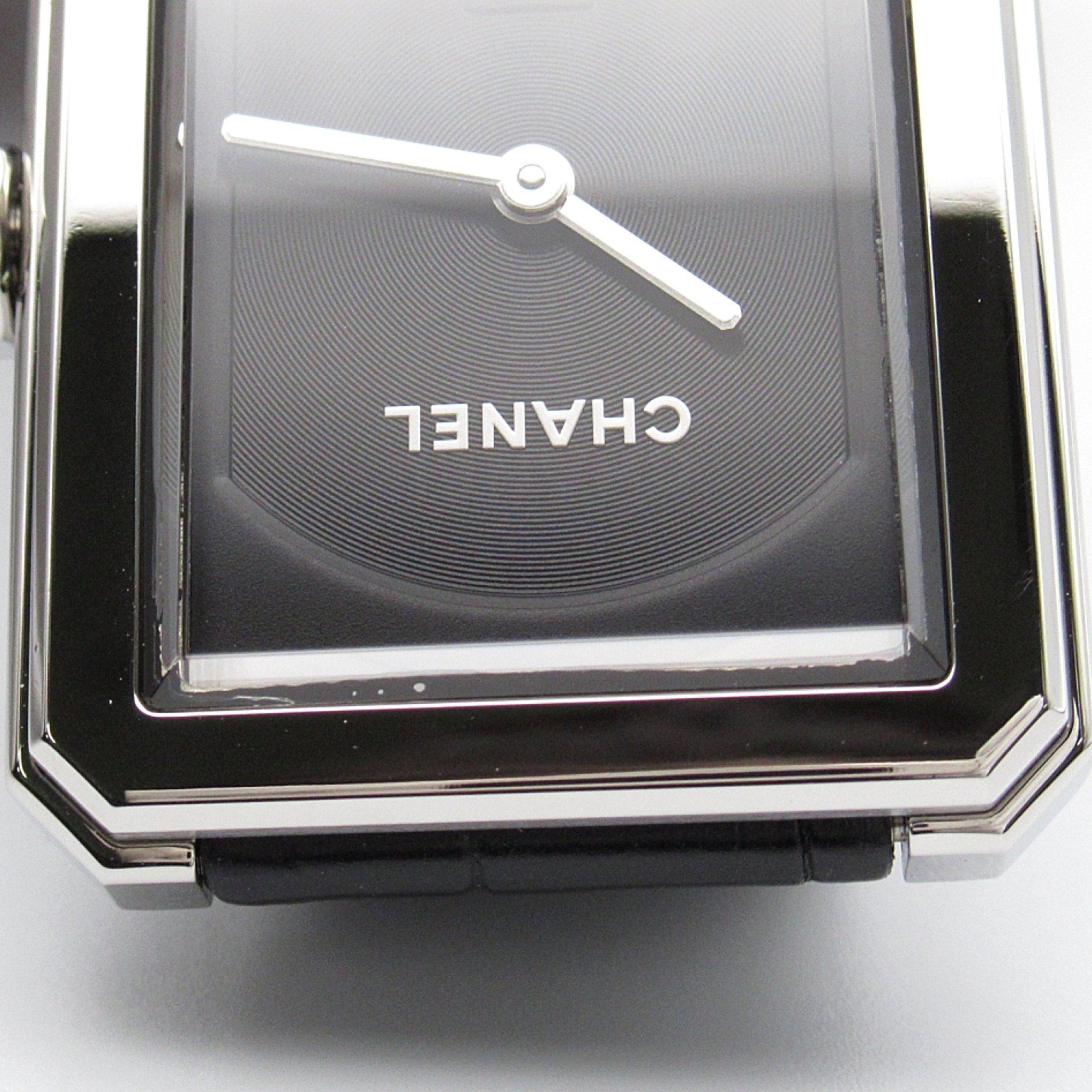 CHANEL boy friend Wrist Watch H4884 Quartz Black Stainless Steel Leather belt leather H4884