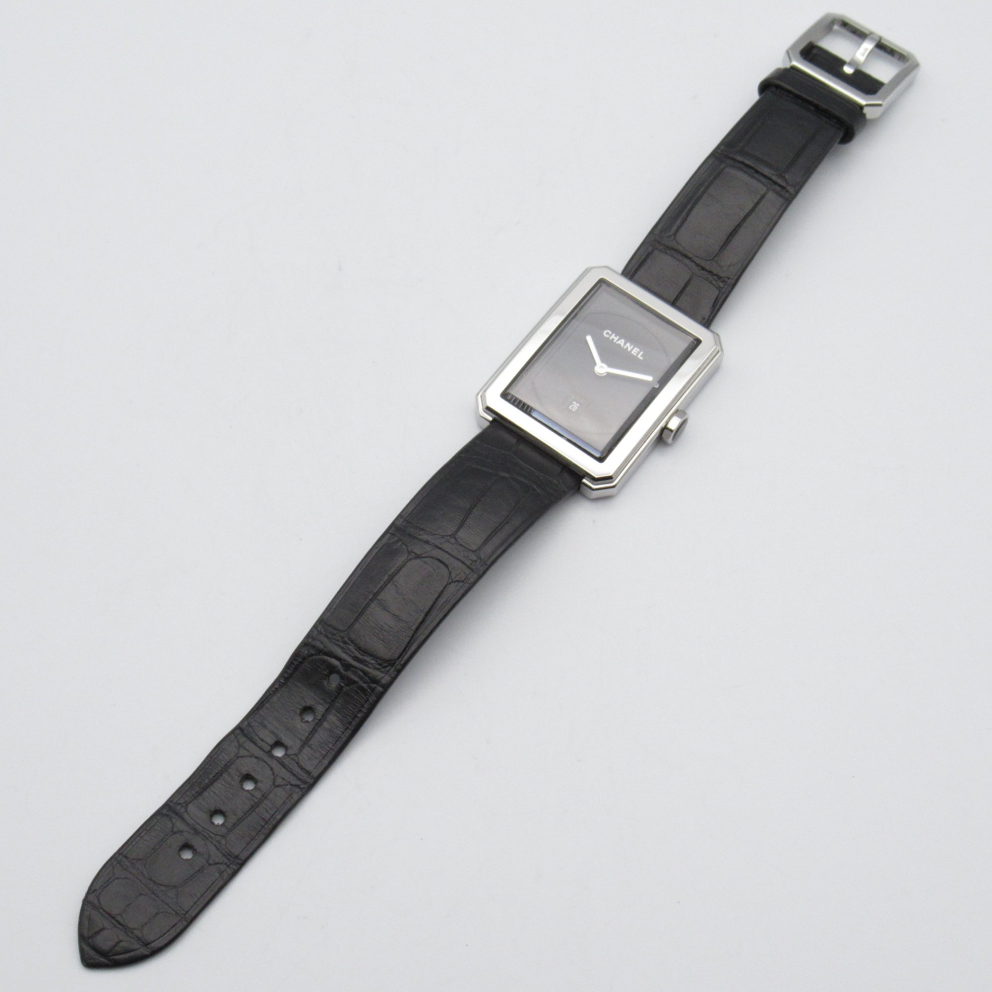 CHANEL boy friend Wrist Watch H4884 Quartz Black Stainless Steel Leather belt leather H4884