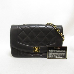 CHANEL Matelasse Diana Chain Shoulder Bag Black Lambskin (sheep leather)