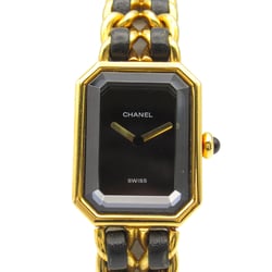 CHANEL Premiere S Wrist Watch H0001 Quartz Black Gold Plated Leather belt H0001