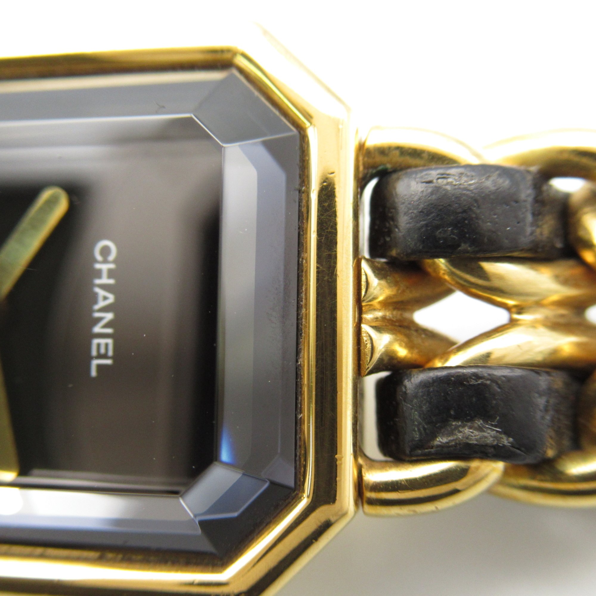 CHANEL Premiere S Wrist Watch H0001 Quartz Black Gold Plated Leather belt H0001