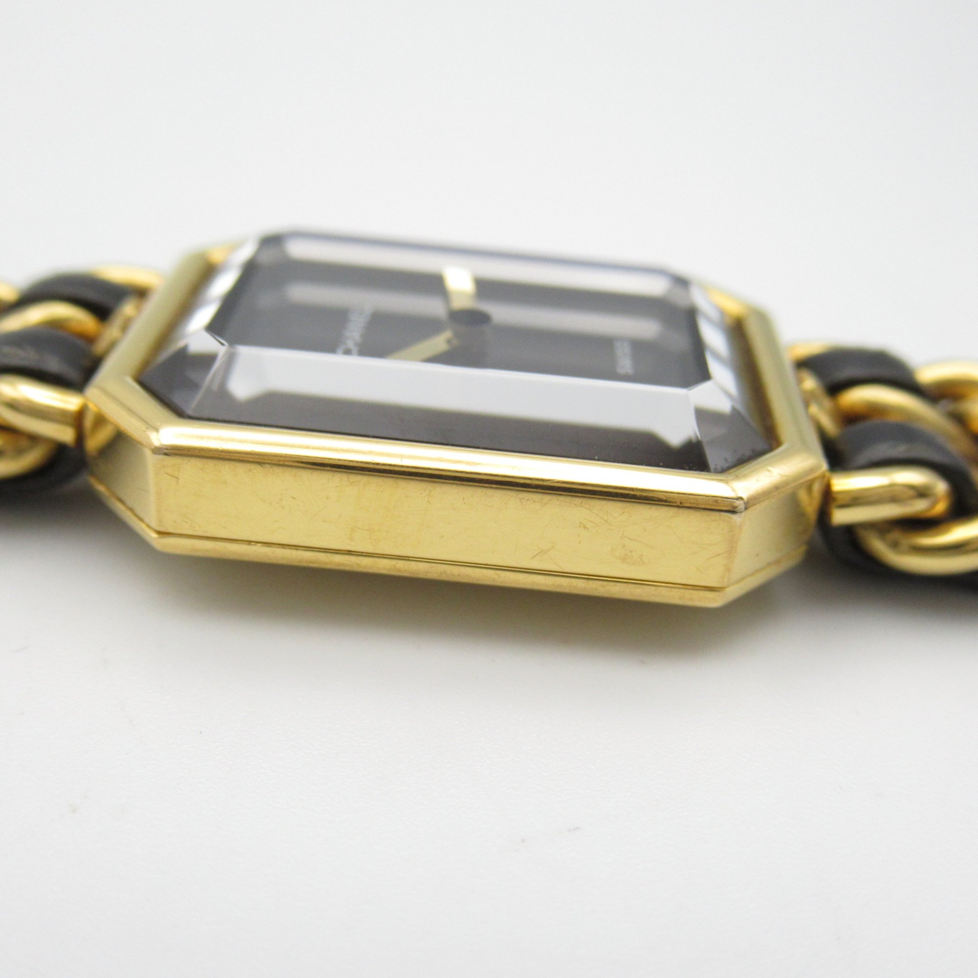 CHANEL Premiere S Wrist Watch H0001 Quartz Black Gold Plated Leather belt H0001