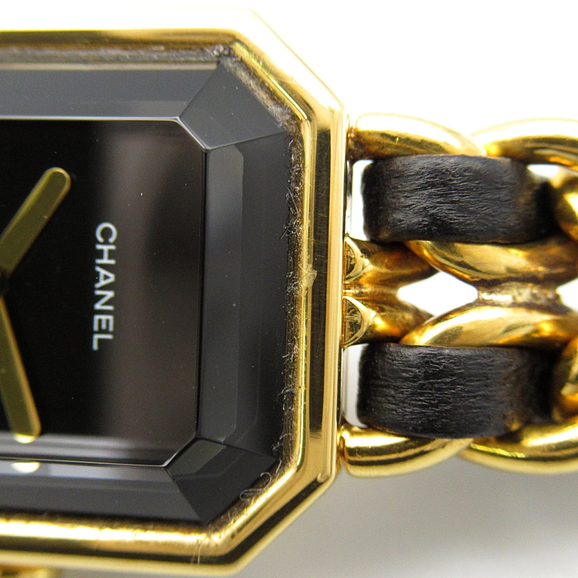 CHANEL Premiere L Wrist Watch H0001 Quartz Black Gold Plated Leather belt H0001