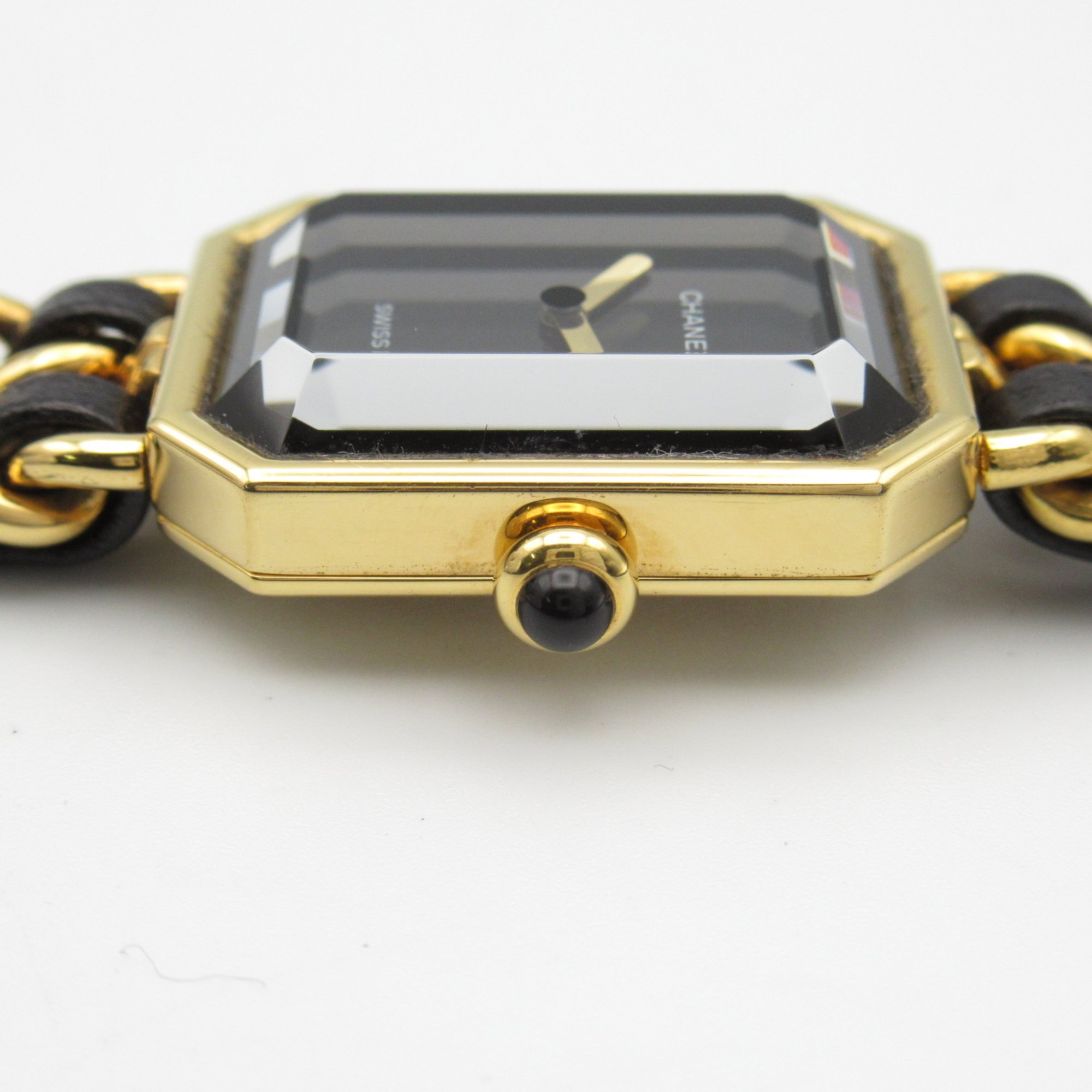 CHANEL Premiere L Wrist Watch H0001 Quartz Black Gold Plated Leather belt H0001