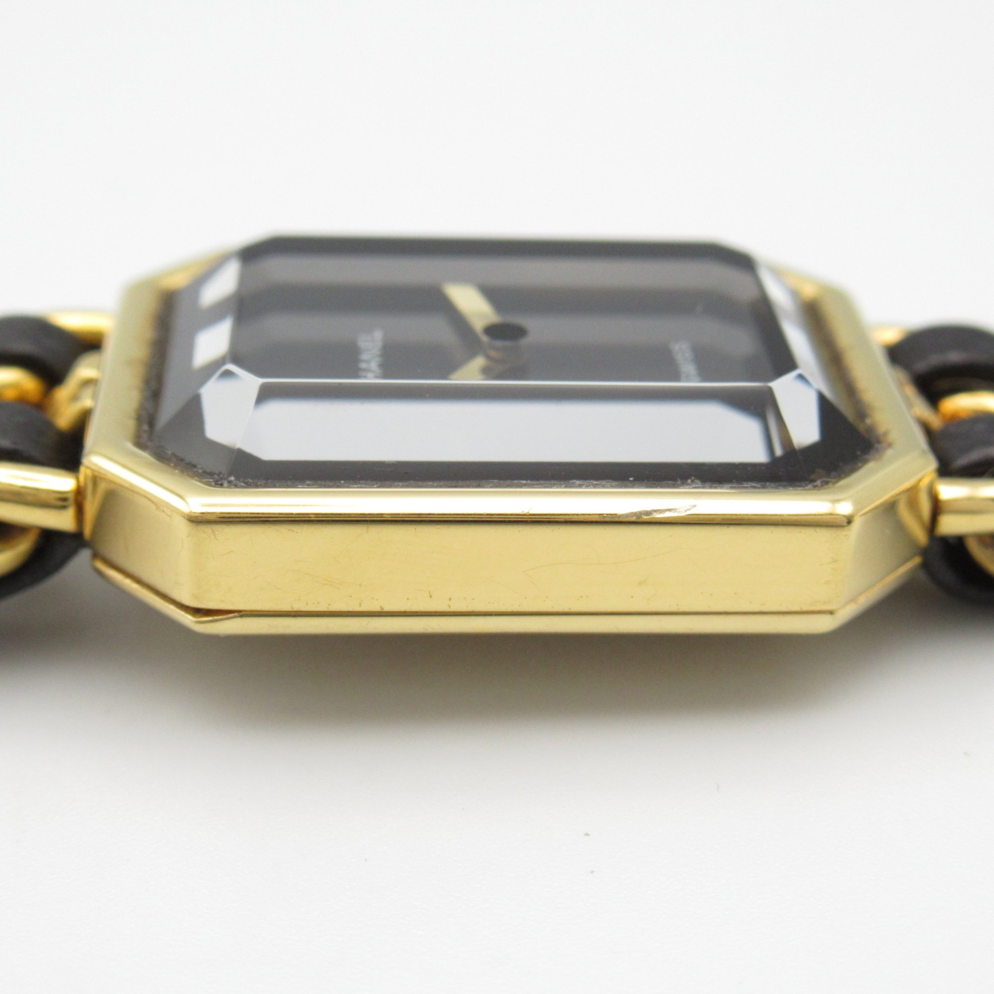 CHANEL Premiere L Wrist Watch H0001 Quartz Black Gold Plated Leather belt H0001