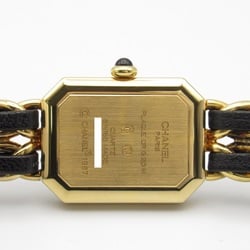 CHANEL Premiere L Wrist Watch H0001 Quartz Black Gold Plated Leather belt H0001