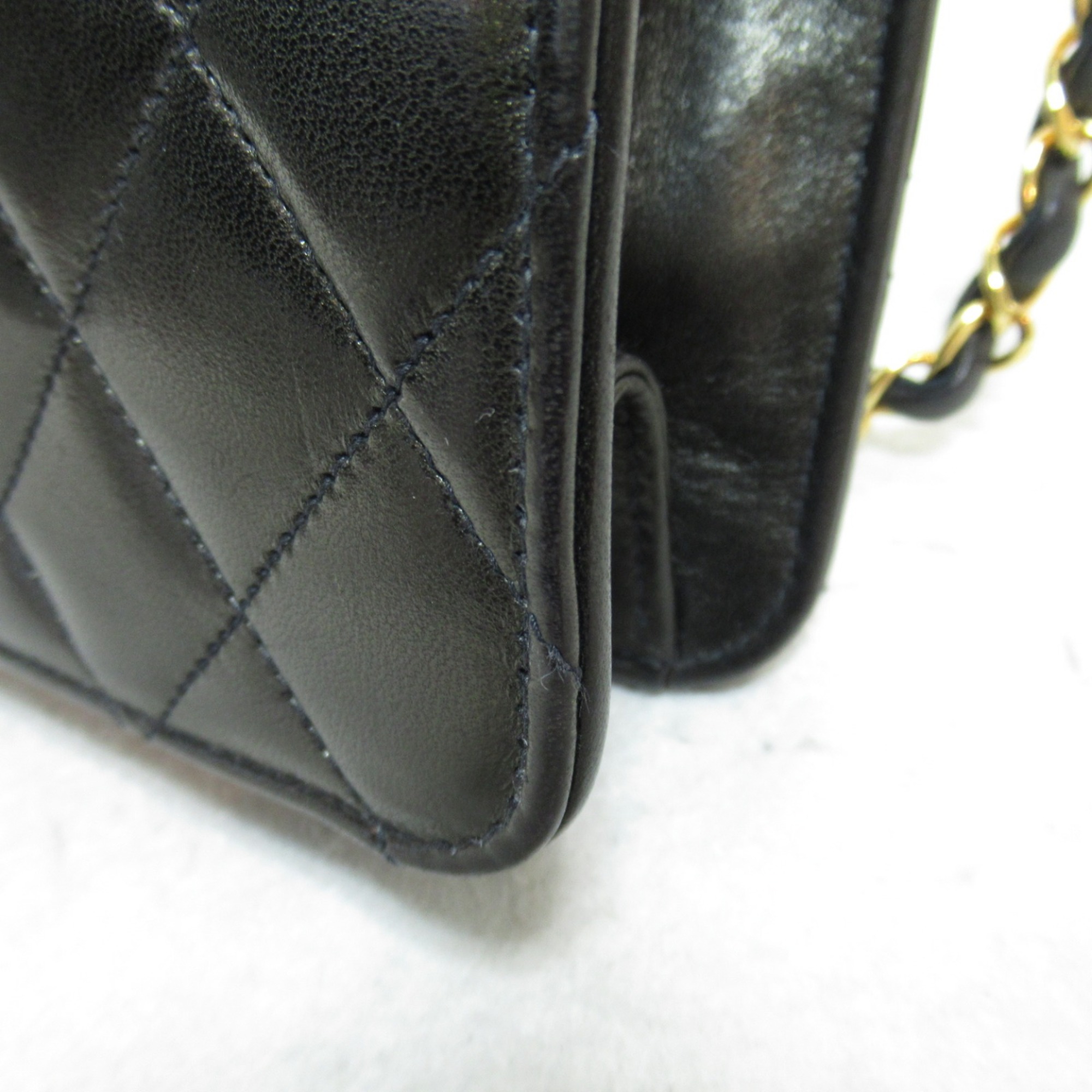 CHANEL Matelasse Push Lock Chain Shoulder Bag Black Lambskin (sheep leather) A03569