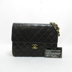 CHANEL Matelasse Push Lock Chain Shoulder Bag Black Lambskin (sheep leather) A03569