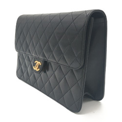 CHANEL Matelasse Push Lock ChainShoulder Black Lambskin (sheep leather)