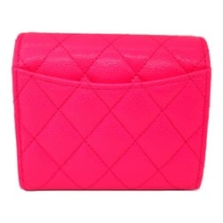 CHANEL Matelasse Tri-Fold Wallet Pink Caviar Skin (Grained Calf)