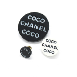 CHANEL Coco Chanel Pin Brooch 3-piece set Black White Plastic plating