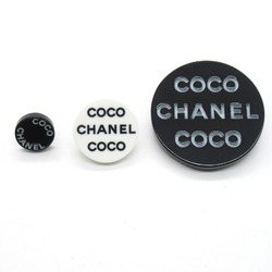 CHANEL Coco Chanel Pin Brooch 3-piece set Black White Plastic plating