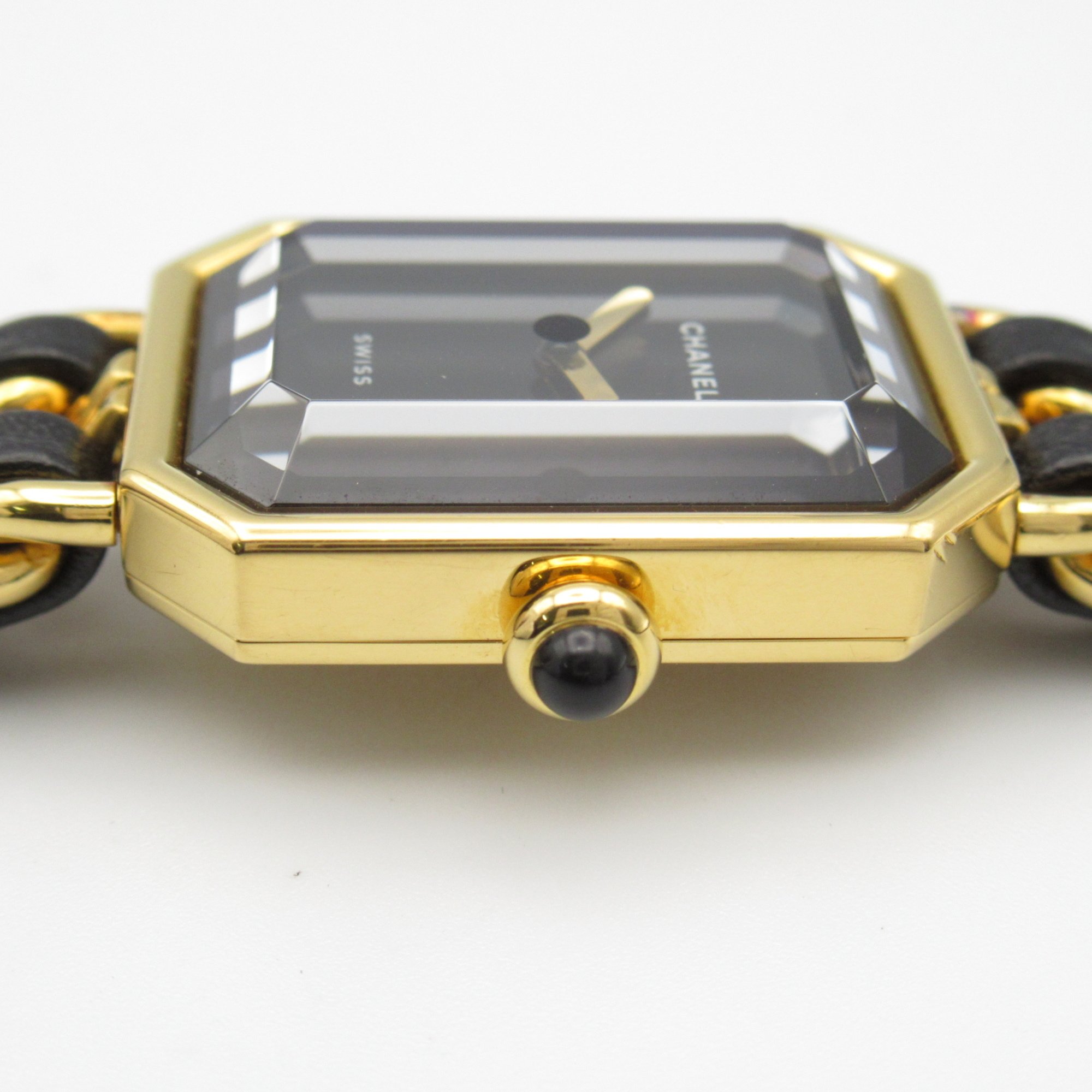 CHANEL Premiere L Wrist Watch H0001 Quartz Black Gold Plated Leather belt H0001