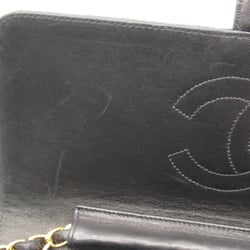 CHANEL Matelasse Push Lock Chain Shoulder Bag Black Lambskin (sheep leather)