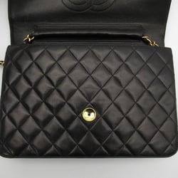 CHANEL Matelasse Push Lock Chain Shoulder Bag Black Lambskin (sheep leather)