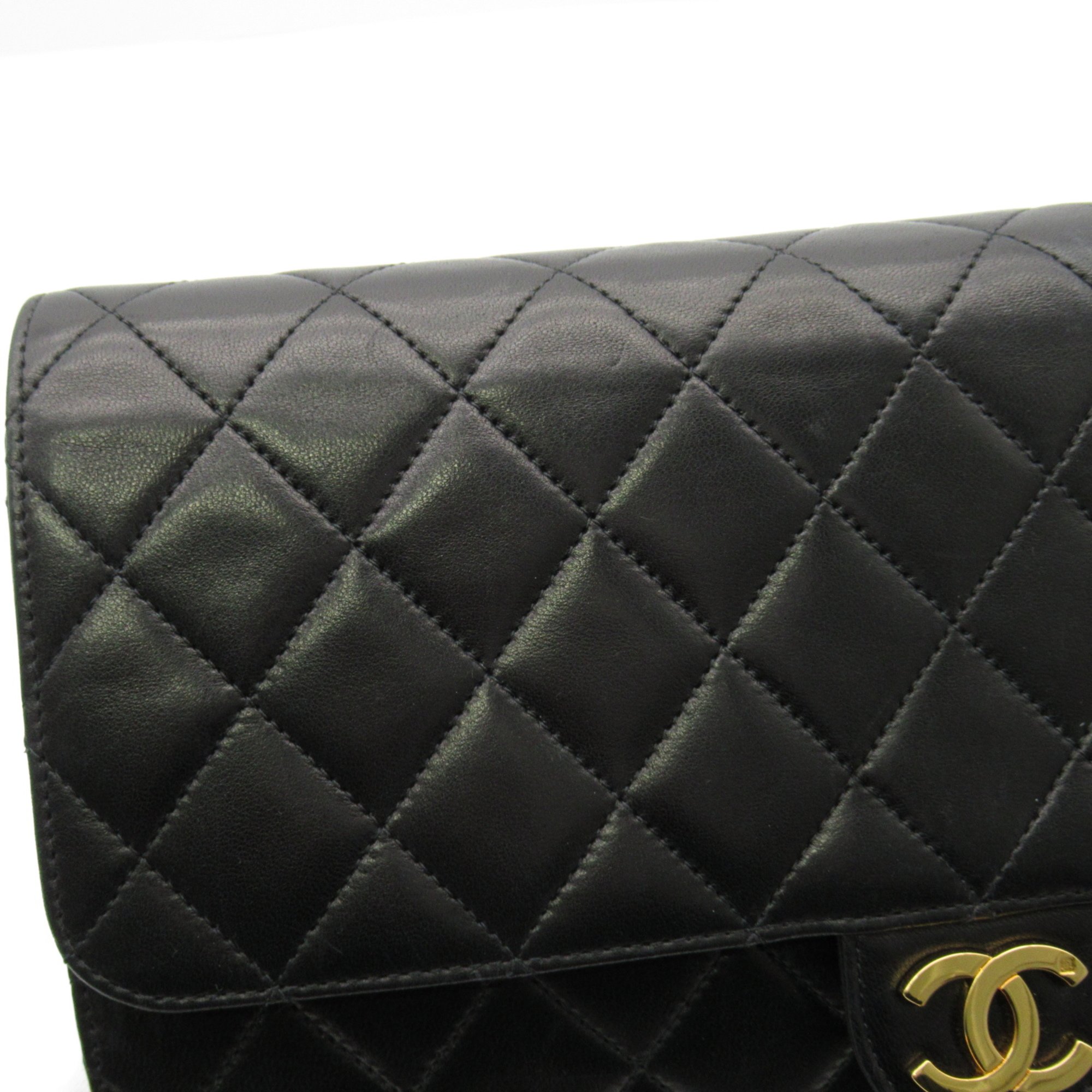 CHANEL Matelasse Push Lock Chain Shoulder Bag Black Lambskin (sheep leather)