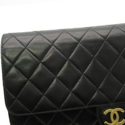 CHANEL Matelasse Push Lock Chain Shoulder Bag Black Lambskin (sheep leather)