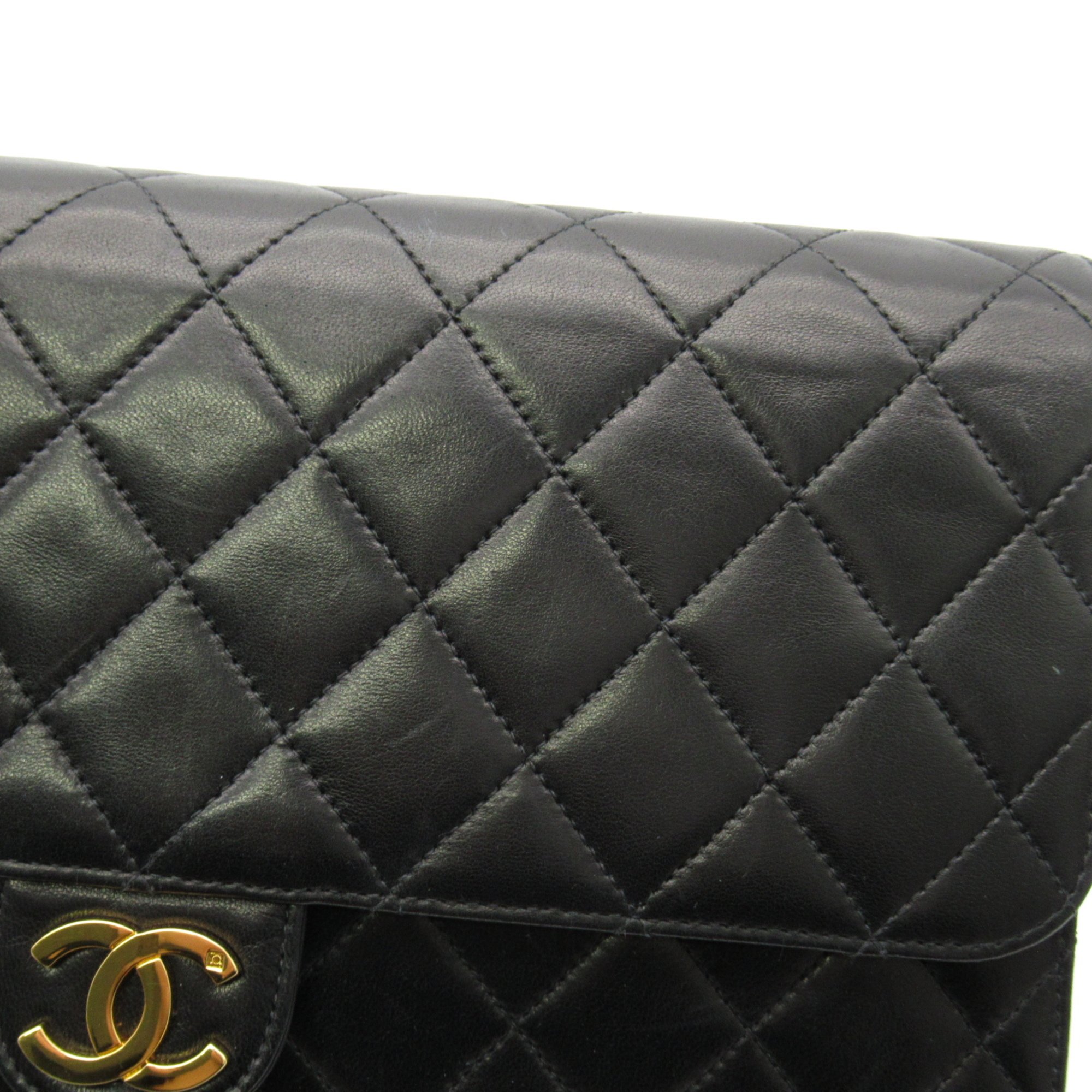 CHANEL Matelasse Push Lock Chain Shoulder Bag Black Lambskin (sheep leather)