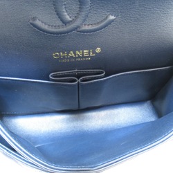 CHANEL Matelasse Double Flap Chain Shoulder Bag Navy Lambskin (sheep leather)