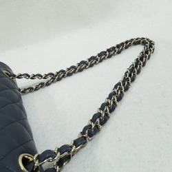 CHANEL Matelasse Double Flap Chain Shoulder Bag Navy Lambskin (sheep leather)