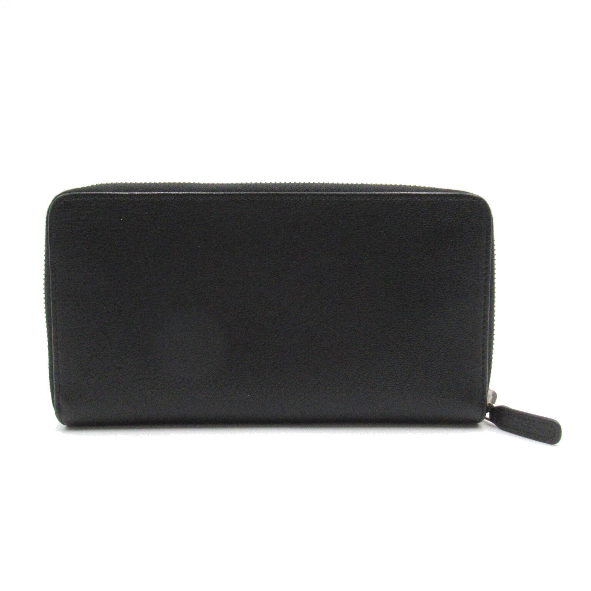 CHANEL Round long wallet Black leather