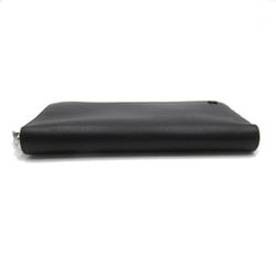 CHANEL Round long wallet Black leather