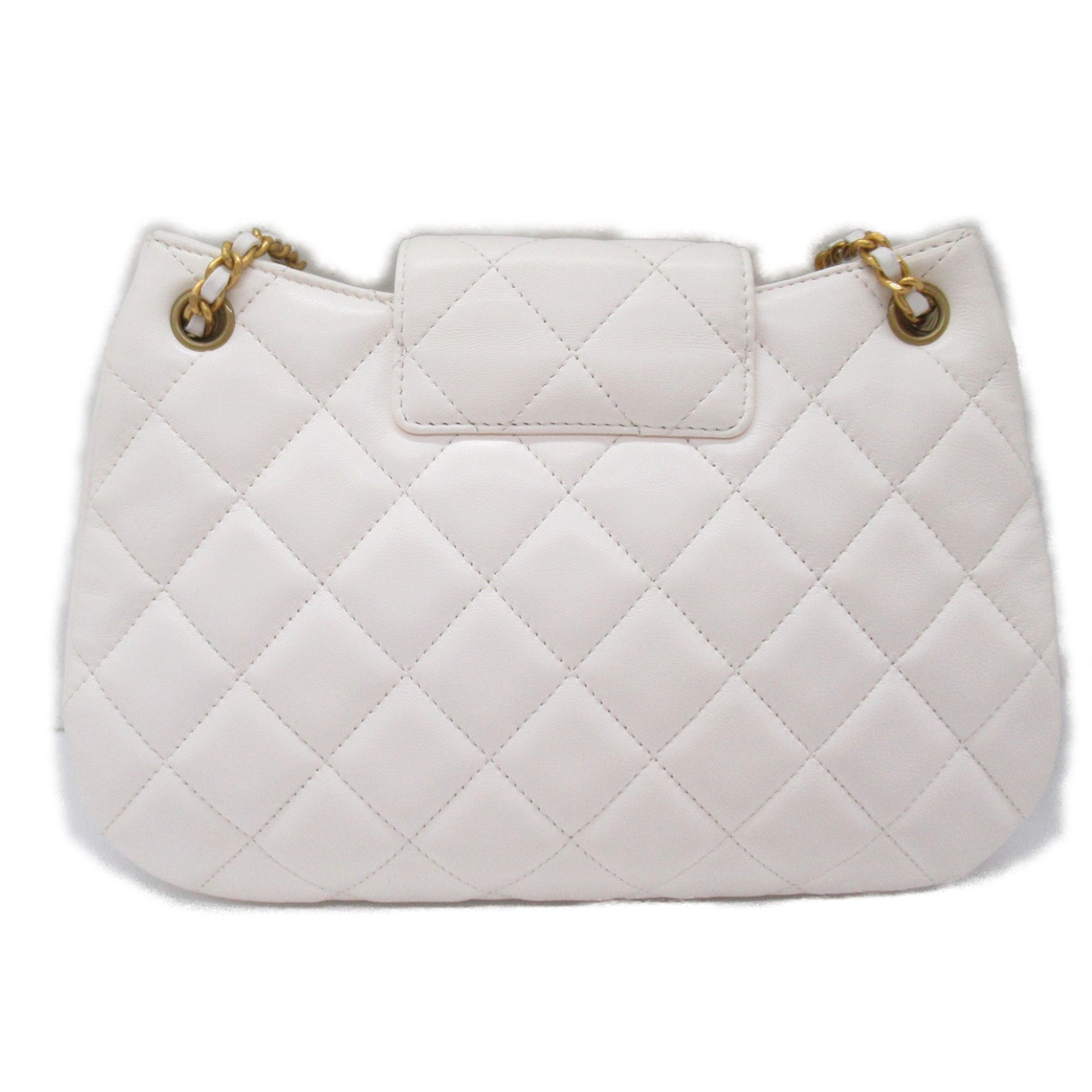 CHANEL Hobo Bag Shoulder Bag White Lambskin (sheep leather)