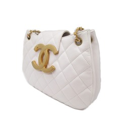 CHANEL Hobo Bag Shoulder Bag White Lambskin (sheep leather)