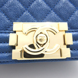 CHANEL Boy Chanel ChainShoulder Blue Caviar Skin (Grained Calf) A676851